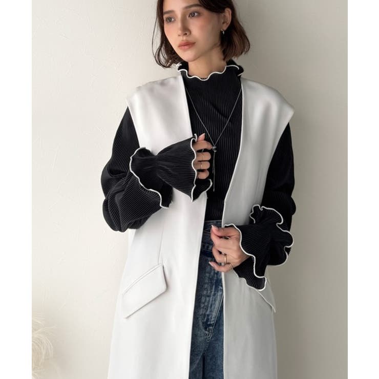 袖のニュアンスで魅せる♪前後2way袖フリル配色メロウプリーツトップス（長袖） | Classical Elf  | 詳細画像24 