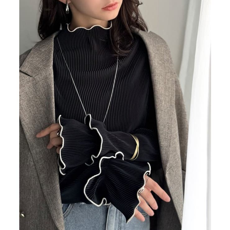 袖のニュアンスで魅せる♪前後2way袖フリル配色メロウプリーツトップス（長袖） | Classical Elf  | 詳細画像25 