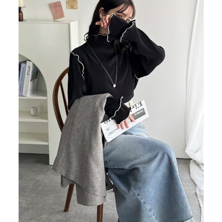 袖のニュアンスで魅せる♪前後2way袖フリル配色メロウプリーツトップス（長袖） | Classical Elf  | 詳細画像26 