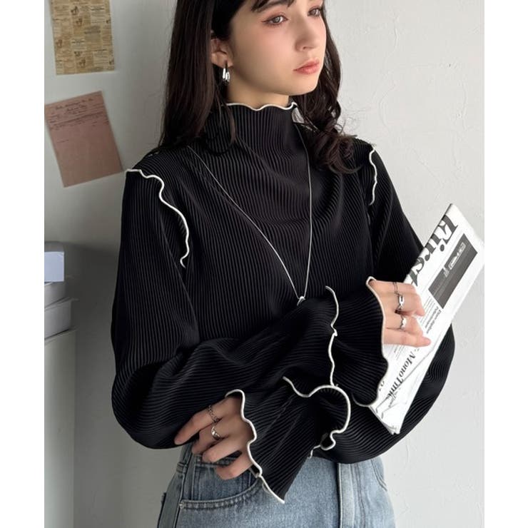 袖のニュアンスで魅せる♪前後2way袖フリル配色メロウプリーツトップス（長袖） | Classical Elf  | 詳細画像27 