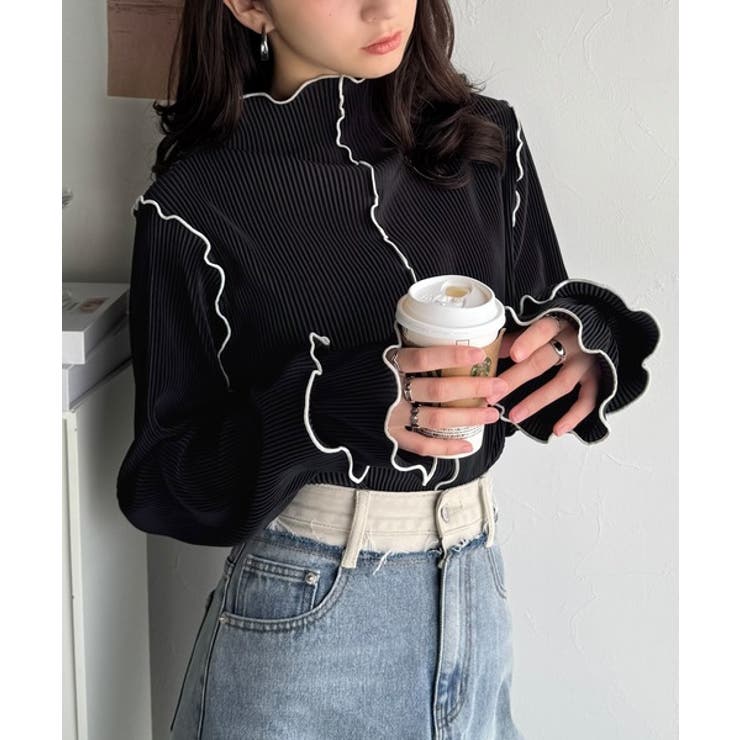 袖のニュアンスで魅せる♪前後2way袖フリル配色メロウプリーツトップス（長袖） | Classical Elf  | 詳細画像29 