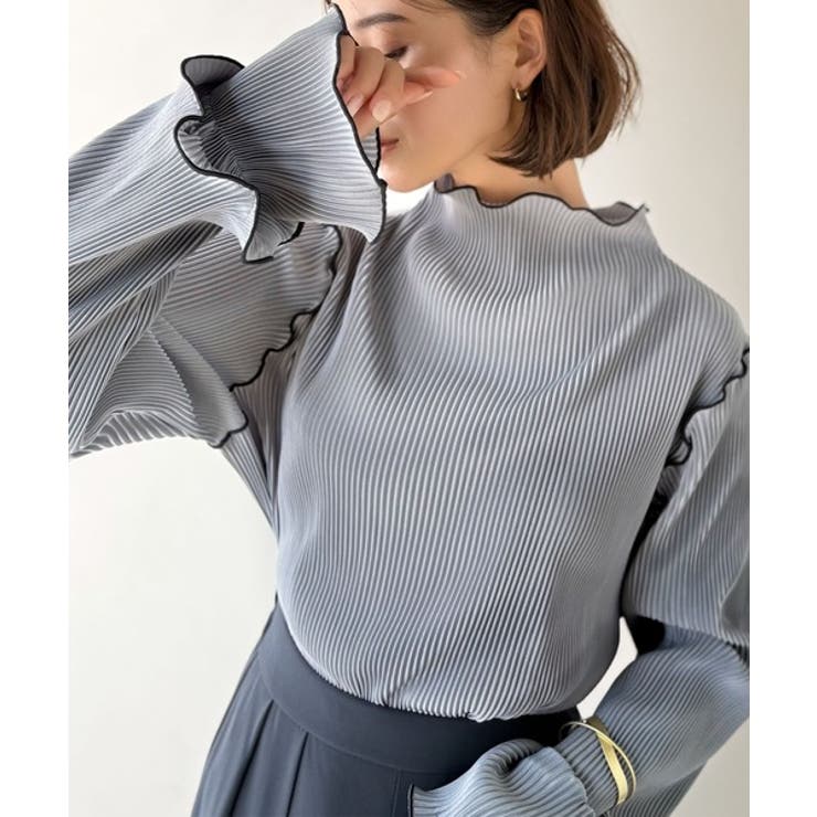 袖のニュアンスで魅せる♪前後2way袖フリル配色メロウプリーツトップス（長袖） | Classical Elf  | 詳細画像32 