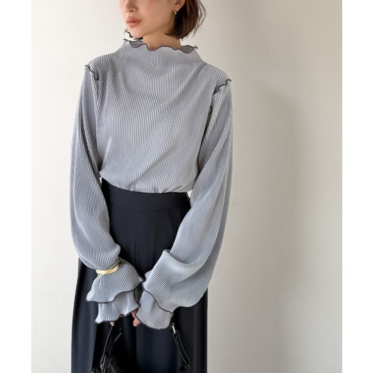 袖のニュアンスで魅せる♪前後2way袖フリル配色メロウプリーツトップス（長袖） | Classical Elf  | 詳細画像34 