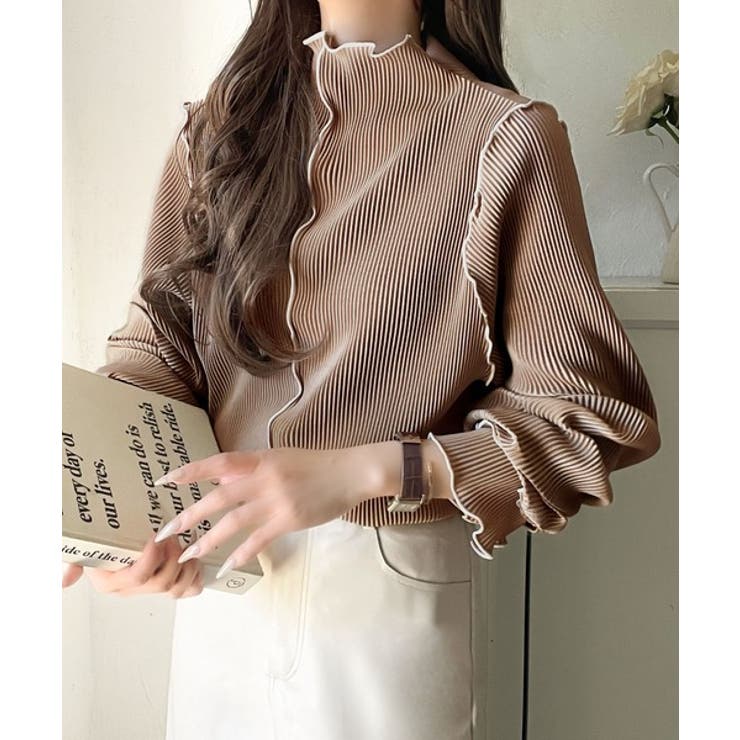 袖のニュアンスで魅せる♪前後2way袖フリル配色メロウプリーツトップス（長袖） | Classical Elf  | 詳細画像47 