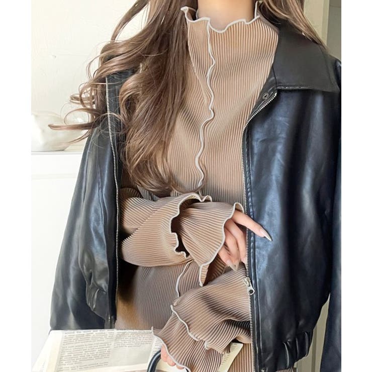 袖のニュアンスで魅せる♪前後2way袖フリル配色メロウプリーツトップス（長袖） | Classical Elf  | 詳細画像48 