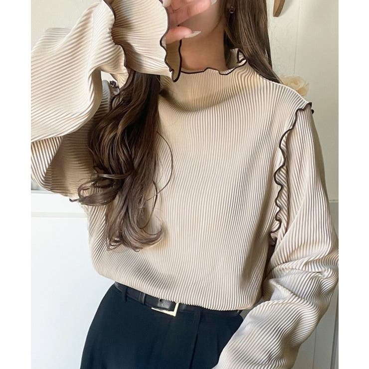 袖のニュアンスで魅せる♪前後2way袖フリル配色メロウプリーツトップス（長袖） | Classical Elf  | 詳細画像50 