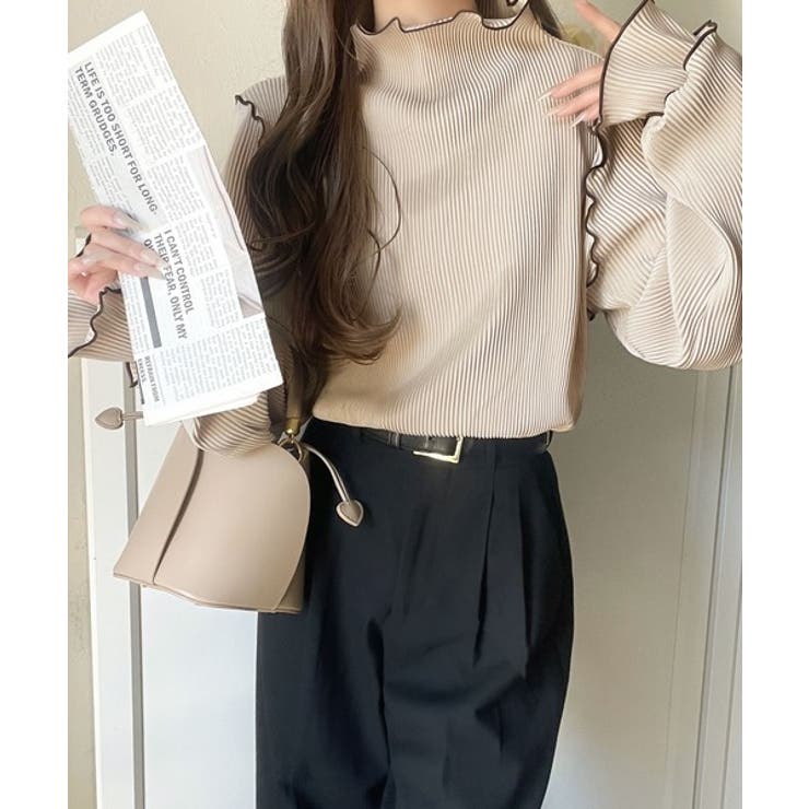 袖のニュアンスで魅せる♪前後2way袖フリル配色メロウプリーツトップス（長袖） | Classical Elf  | 詳細画像51 