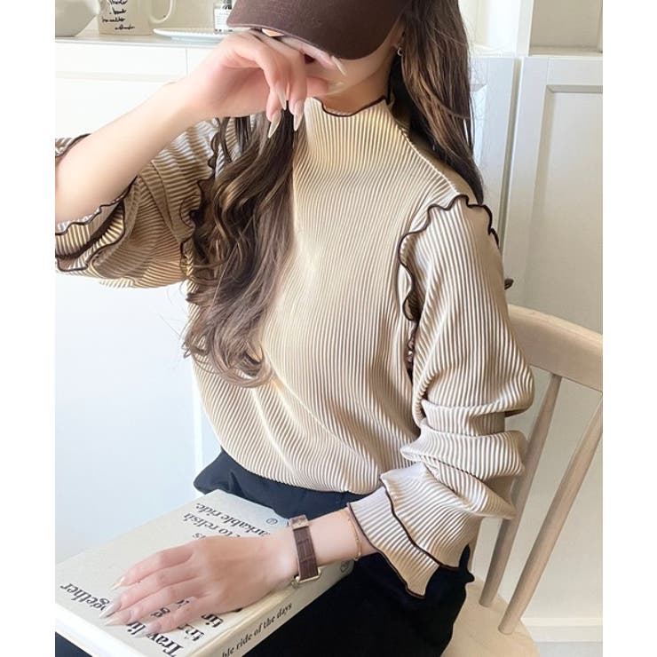 袖のニュアンスで魅せる♪前後2way袖フリル配色メロウプリーツトップス（長袖） | Classical Elf  | 詳細画像52 