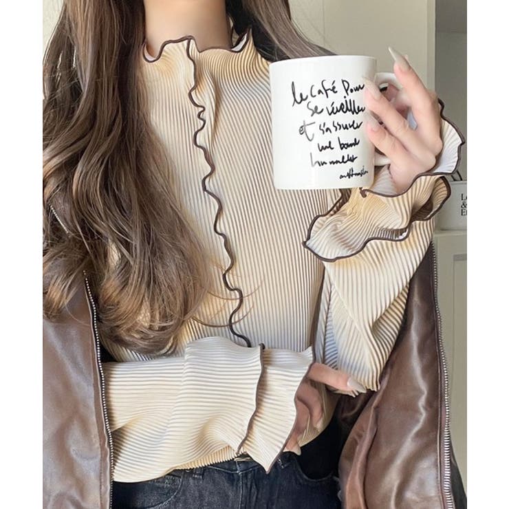 袖のニュアンスで魅せる♪前後2way袖フリル配色メロウプリーツトップス（長袖） | Classical Elf  | 詳細画像55 