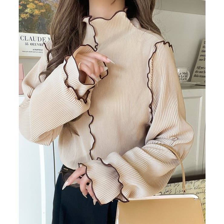 袖のニュアンスで魅せる♪前後2way袖フリル配色メロウプリーツトップス（長袖） | Classical Elf  | 詳細画像58 