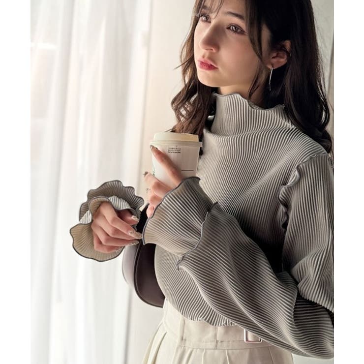 袖のニュアンスで魅せる♪前後2way袖フリル配色メロウプリーツトップス（長袖） | Classical Elf  | 詳細画像59 