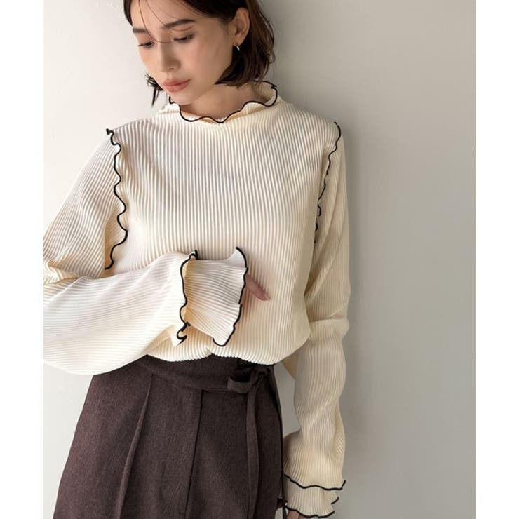 袖のニュアンスで魅せる♪前後2way袖フリル配色メロウプリーツトップス（長袖） | Classical Elf  | 詳細画像2 