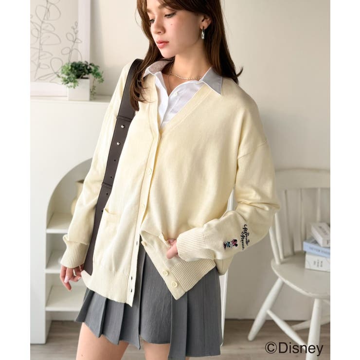 数量限定！リンクコーデも楽しめる♪綿100%「ディズニー」袖刺繍カーディガン | Classical Elf  | 詳細画像1 