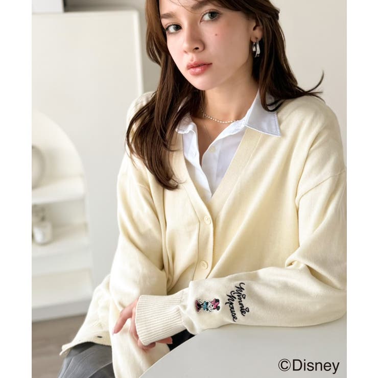 数量限定！リンクコーデも楽しめる♪綿100%「ディズニー」袖刺繍カーディガン | Classical Elf  | 詳細画像2 