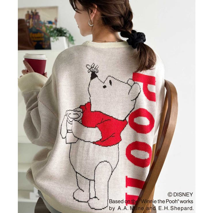 アイボリー | 数量限定！後姿にきゅん♪ゆるっと着こなせる。ディズニー「プー」バックジャガードビ… | Classical Elf 