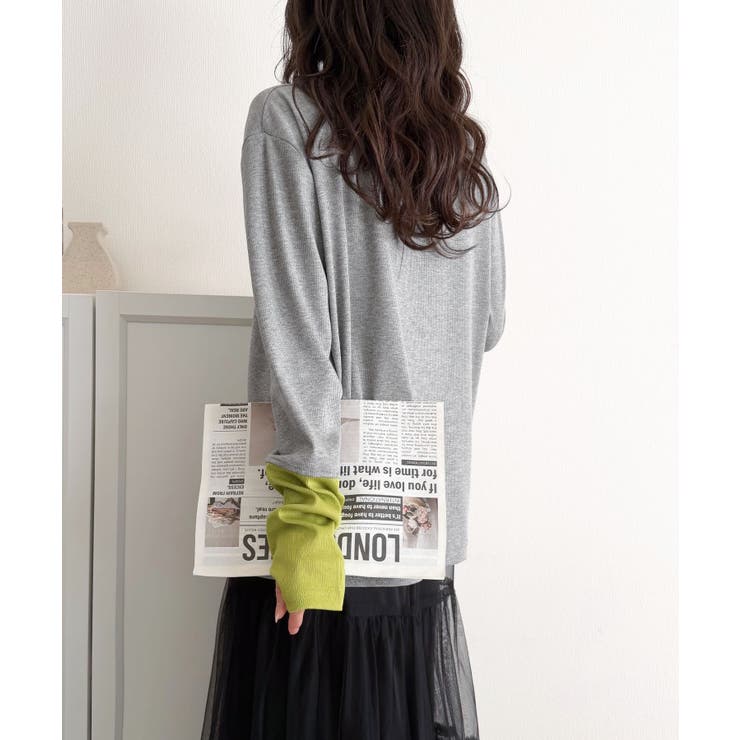 レイヤード見えで仕上げる、きれいめモード。指穴（サムホール）付き袖配色切り替えテ… | Classical Elf  | 詳細画像18 