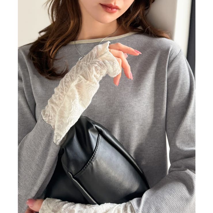 袖先にジャガード咲く♪春、大本命の一着。ふくれジャガード切り替えリブトップス (… | Classical Elf  | 詳細画像21 