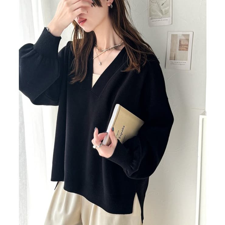 大人っぽカジュアルの新定番！もちもちVネックジャガード編みニット