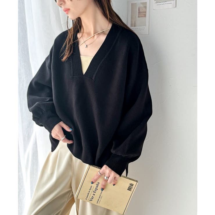 大人っぽカジュアルの新定番！もちもちVネックジャガード編みニット