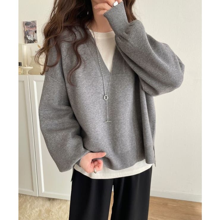 セーターセット　yuichan様 大人っぽカジュアルの新定番！もちもちVネックジャガード編みニット