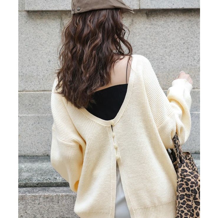 ヘルシーな肌見せで上品さを演出♪2way仕様の万能深Uニットカーディガン | Classical Elf  | 詳細画像7 