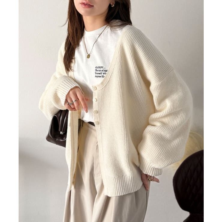 ヘルシーな肌見せで上品さを演出♪2way仕様の万能深Uニットカーディガン | Classical Elf  | 詳細画像10 