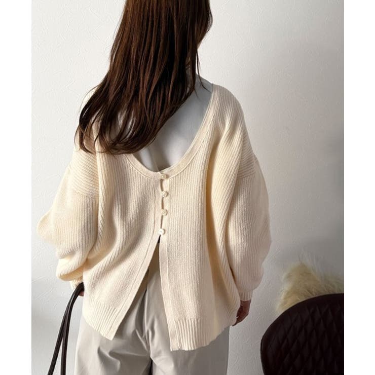 ヘルシーな肌見せで上品さを演出♪2way仕様の万能深Uニットカーディガン | Classical Elf  | 詳細画像12 