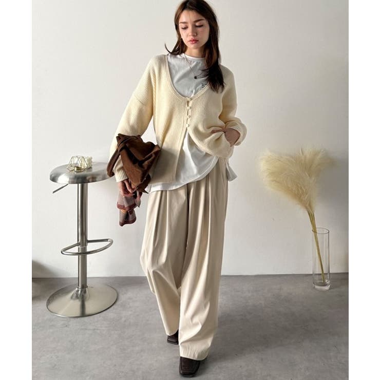 ヘルシーな肌見せで上品さを演出♪2way仕様の万能深Uニットカーディガン | Classical Elf  | 詳細画像13 