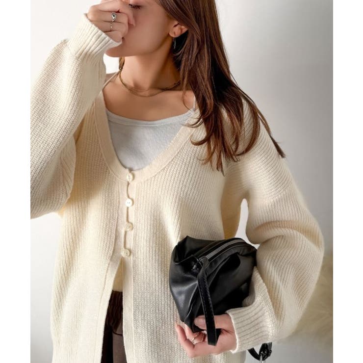 ヘルシーな肌見せで上品さを演出♪2way仕様の万能深Uニットカーディガン | Classical Elf  | 詳細画像14 