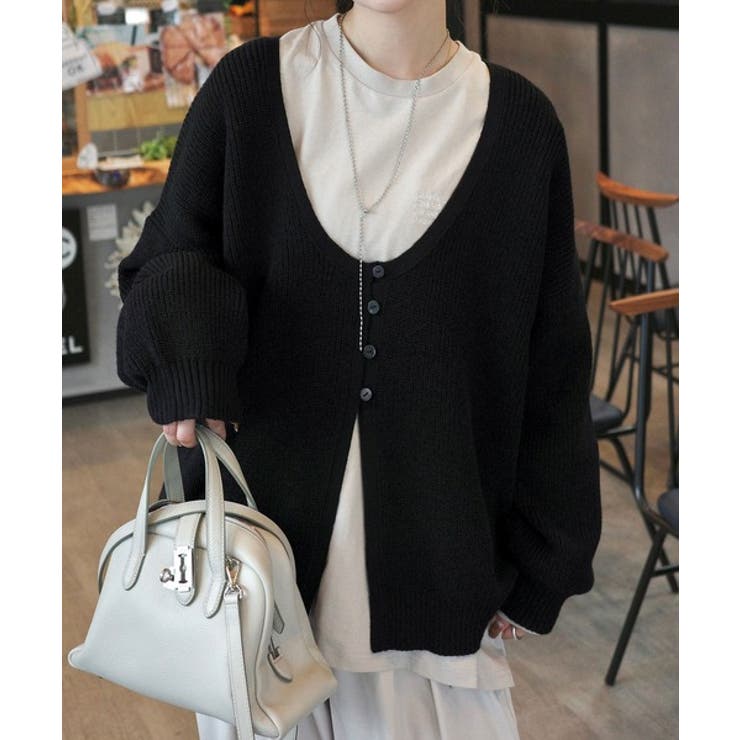 ヘルシーな肌見せで上品さを演出♪2way仕様の万能深Uニットカーディガン | Classical Elf  | 詳細画像19 