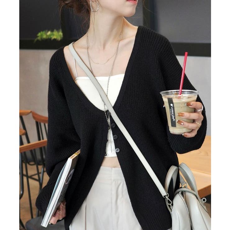 ヘルシーな肌見せで上品さを演出♪2way仕様の万能深Uニットカーディガン | Classical Elf  | 詳細画像22 