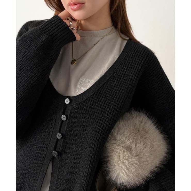 ヘルシーな肌見せで上品さを演出♪2way仕様の万能深Uニットカーディガン | Classical Elf  | 詳細画像24 