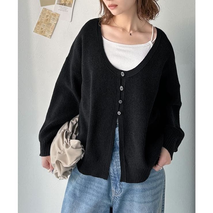 ヘルシーな肌見せで上品さを演出♪2way仕様の万能深Uニットカーディガン | Classical Elf  | 詳細画像28 