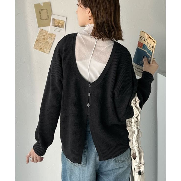 ヘルシーな肌見せで上品さを演出♪2way仕様の万能深Uニットカーディガン | Classical Elf  | 詳細画像29 