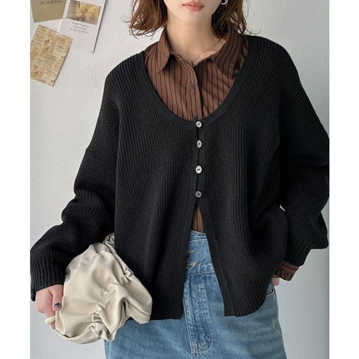 ヘルシーな肌見せで上品さを演出♪2way仕様の万能深Uニットカーディガン | Classical Elf  | 詳細画像31 