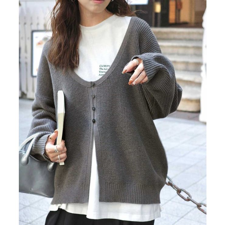 ヘルシーな肌見せで上品さを演出♪2way仕様の万能深Uニットカーディガン | Classical Elf  | 詳細画像34 