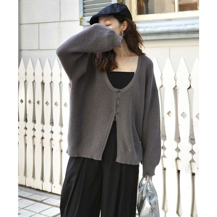 ヘルシーな肌見せで上品さを演出♪2way仕様の万能深Uニットカーディガン | Classical Elf  | 詳細画像35 