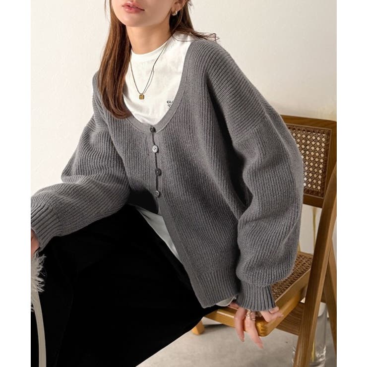 ヘルシーな肌見せで上品さを演出♪2way仕様の万能深Uニットカーディガン | Classical Elf  | 詳細画像38 