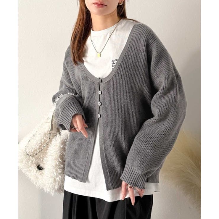 ヘルシーな肌見せで上品さを演出♪2way仕様の万能深Uニットカーディガン | Classical Elf  | 詳細画像42 