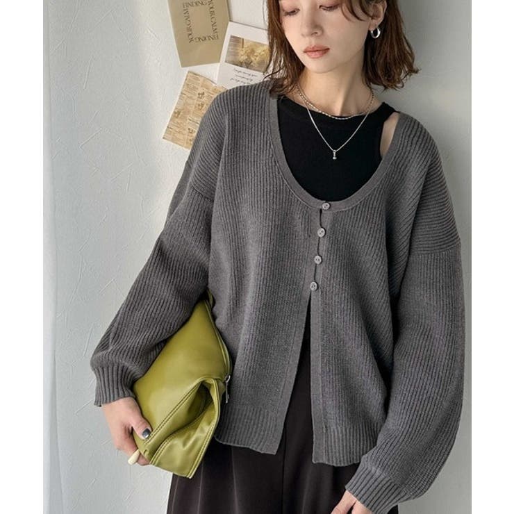 ヘルシーな肌見せで上品さを演出♪2way仕様の万能深Uニットカーディガン | Classical Elf  | 詳細画像43 