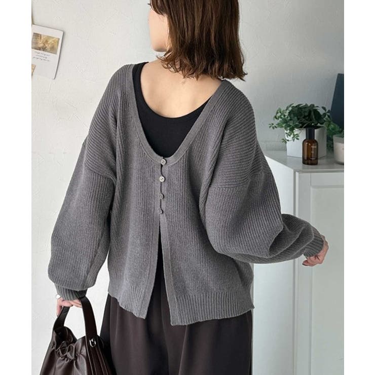 ヘルシーな肌見せで上品さを演出♪2way仕様の万能深Uニットカーディガン | Classical Elf  | 詳細画像46 