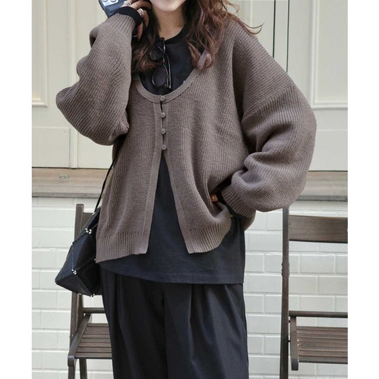 ヘルシーな肌見せで上品さを演出♪2way仕様の万能深Uニットカーディガン | Classical Elf  | 詳細画像47 