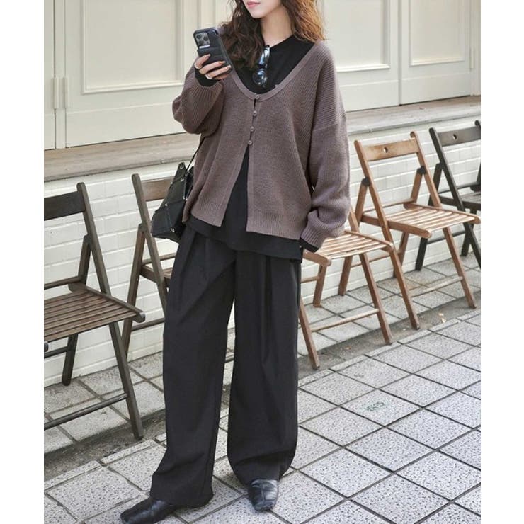 ヘルシーな肌見せで上品さを演出♪2way仕様の万能深Uニットカーディガン | Classical Elf  | 詳細画像48 