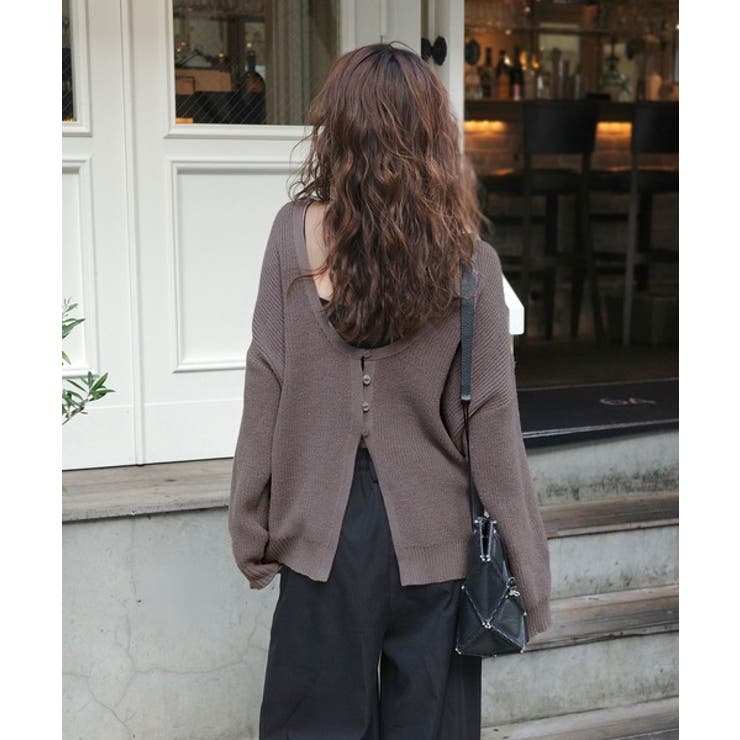 ヘルシーな肌見せで上品さを演出♪2way仕様の万能深Uニットカーディガン | Classical Elf  | 詳細画像50 