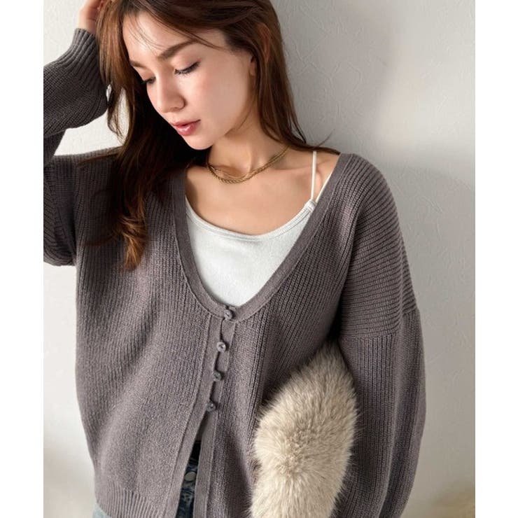 ヘルシーな肌見せで上品さを演出♪2way仕様の万能深Uニットカーディガン | Classical Elf  | 詳細画像56 