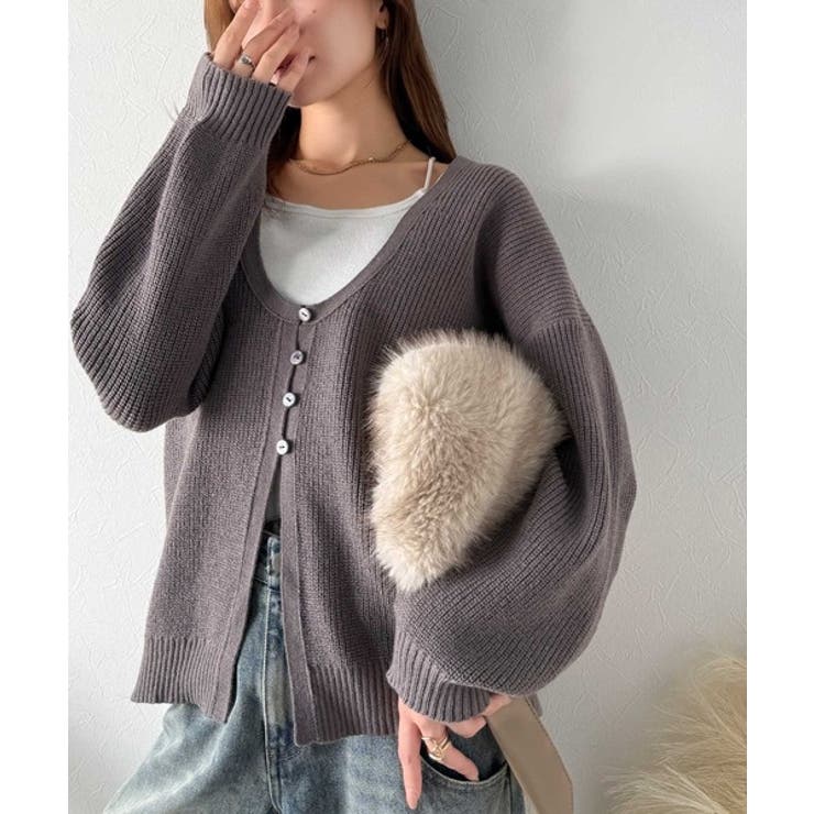 ヘルシーな肌見せで上品さを演出♪2way仕様の万能深Uニットカーディガン | Classical Elf  | 詳細画像58 