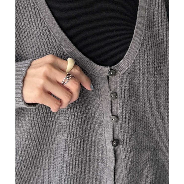 ヘルシーな肌見せで上品さを演出♪2way仕様の万能深Uニットカーディガン | Classical Elf  | 詳細画像60 