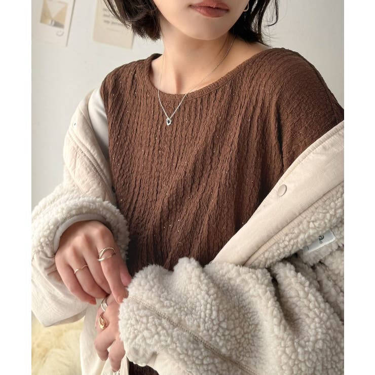 きらめき×立体感で、シンプルコーデを今っぽく。ラメ入りジャガード素材サイド切り替… | Classical Elf  | 詳細画像24 