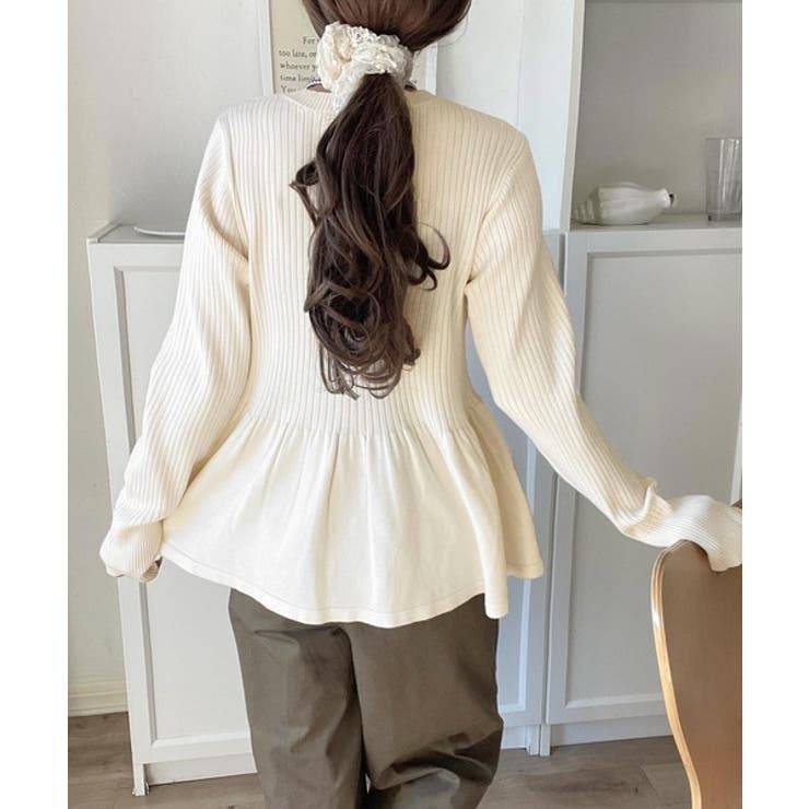 "メリハリ"シルエットで即きれい見え◎リブフリルペプラムカーデトップス（長袖） | Classical Elf  | 詳細画像7 