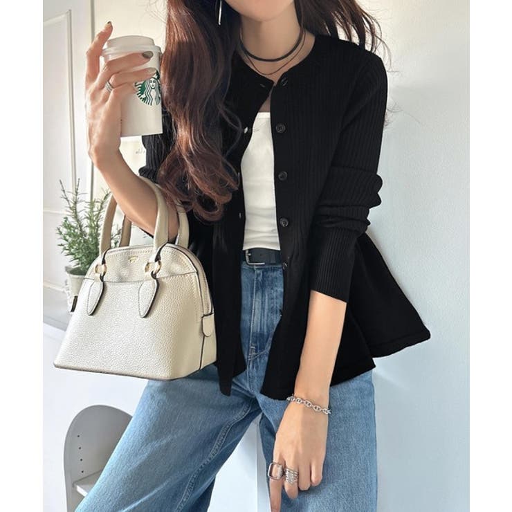 "メリハリ"シルエットで即きれい見え◎リブフリルペプラムカーデトップス（長袖） | Classical Elf  | 詳細画像9 